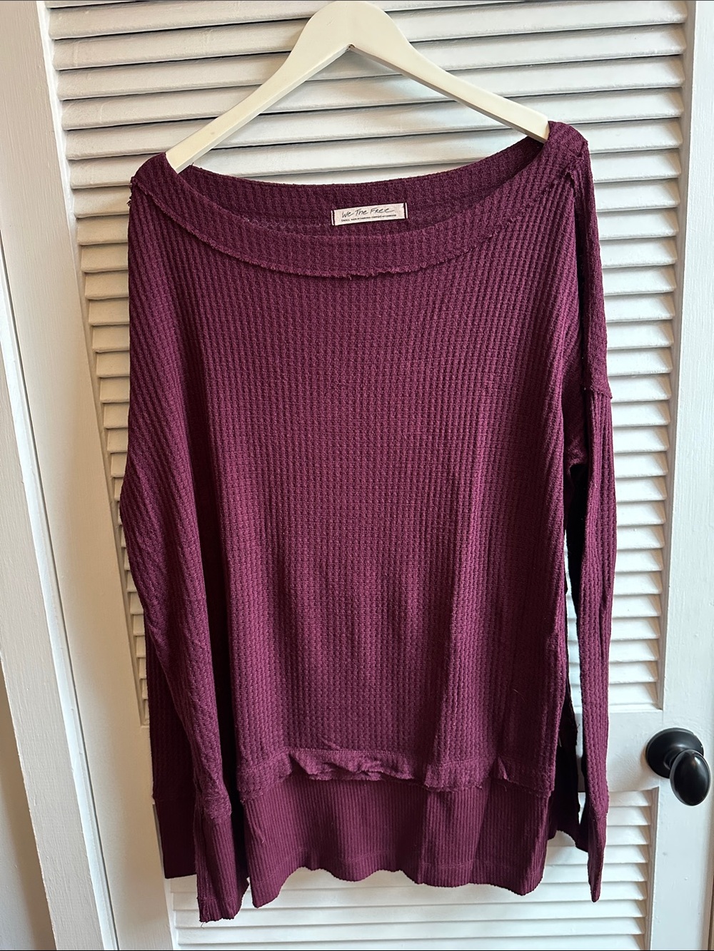 We the Free Women’s Burgundy Waffle Knit Long-Sleeve Top